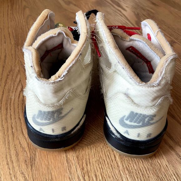 NIKE AIR JORDAN V 5 RETRO SP X OFF-WHITE SAIL MUSLIN FIRE RED BLACK SNEAKERS 9 - Picture 3 of 14